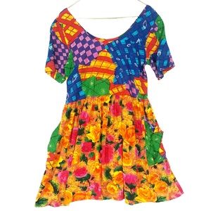 NWOT SMALL Jams high waist dress 2 pockets short sleeves scoop neck RUNS SMALL